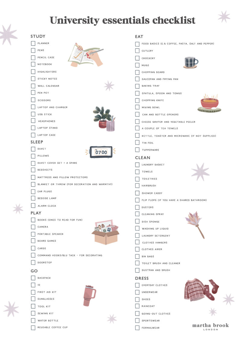 martha brook university essentials checklist download preview blog
