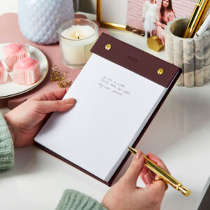 martha brook personalised stationery personalised vegan leather winter berry refillable notepad main image