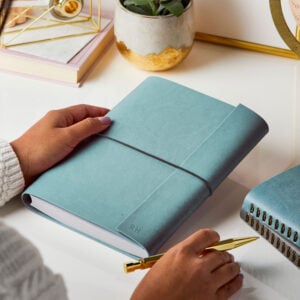 A5 Vegan Leather Embossed Notebook - TEAL - Personalisation - RH