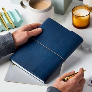 A5 Vegan Leather Embossed Notebook - NAVY - Personalisation - D.S.