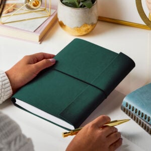 A5 Vegan Leather Embossed Notebook - DEEP GREEN - Personalisation - S.S.