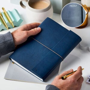 A5 Vegan Leather Embossed Notebook - NAVY - Personalisation - CK