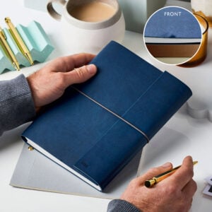 A5 Vegan Leather Embossed Notebook - NAVY - Personalisation - HM