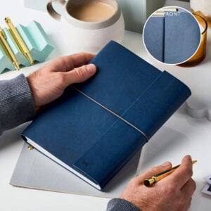 A5 Vegan Leather Embossed Notebook - NAVY - Personalisation - DB