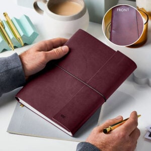 A5 Vegan Leather Embossed Notebook - BURGUNDY - Personalisation - MK