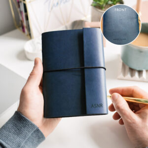 Personalised A6 Vegan Leather Notebook - NAVY - ASNR
