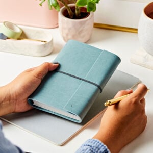 Personalised A6 Vegan Leather Notebook - TEAL - L