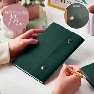 Personalised Vegan Leather Refillable Notebook - DEEP GREEN