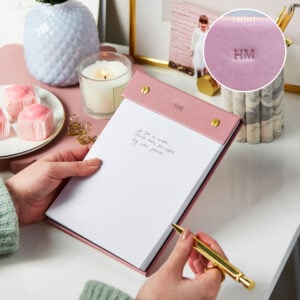 Personalised Vegan Leather Refillable Notepad - PINK - HM