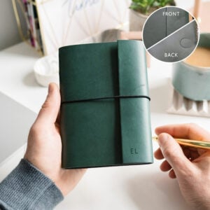 Personalised A6 Vegan Leather Notebook - DEEP GREEN - E L