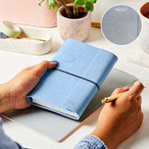 Personalised A6 Vegan Leather Notebook - POWDER BLUE - JPH
