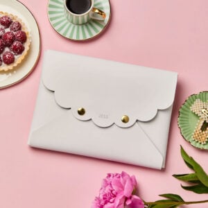 Personalised Vegan Leather Bride Pouch - WHITE - JESS