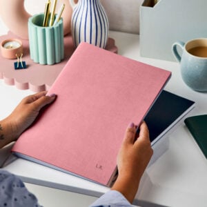 Personalised A5 Classic Vegan Leather Notebook - PINK - L.R.