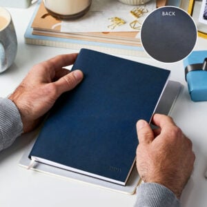 Personalised A5 Classic Vegan Leather Notebook - NAVY - EMMA