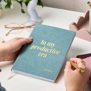 Personalised Productive Vegan Leather Notebook - TEAL - SONAL