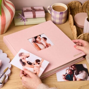 Personalised Luxury Linen Photo Album - PINK - KATIE & LAURA