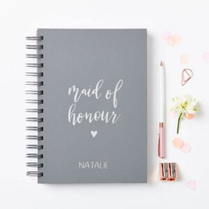 martha brook personalised stationery script maid of honour notebook