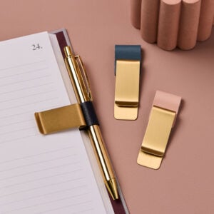 martha brook personalised stationery brass clip pen holder main image