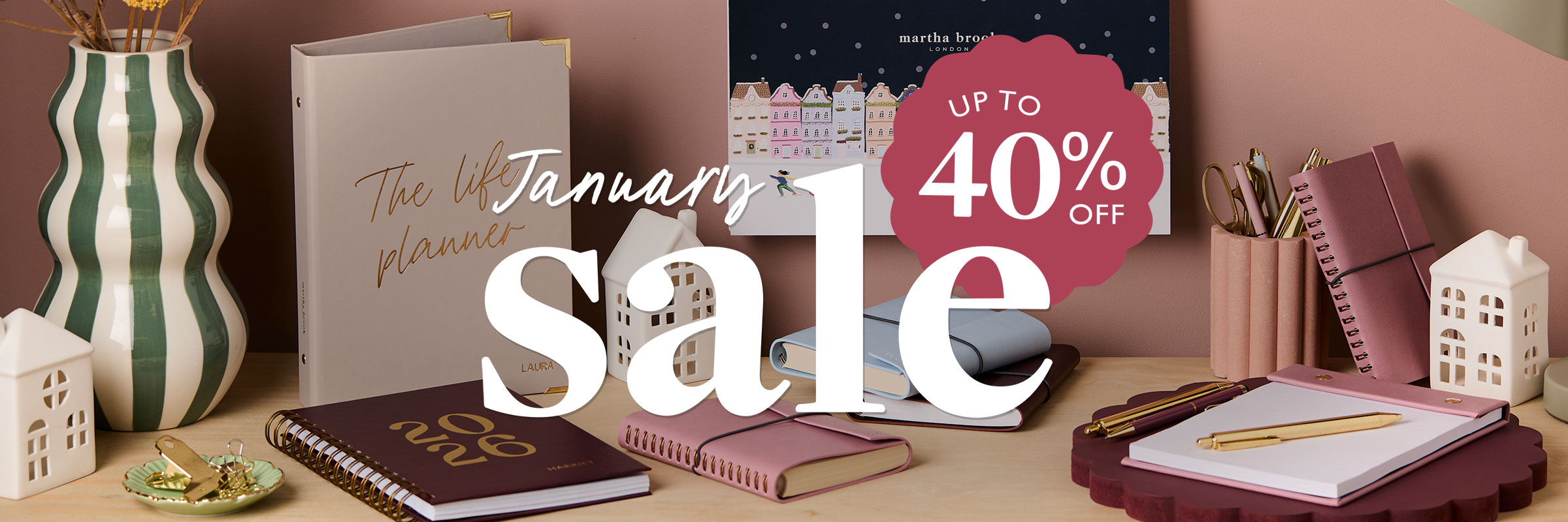 martha brook personalised stationery january sale 2026 category banner 40% off