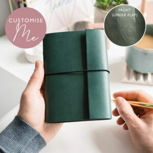 Personalised A6 Vegan Leather Notebook - DEEP GREEN