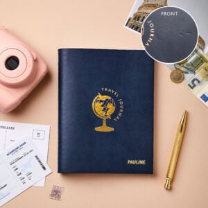 Personalised Vegan Leather Travel Journal - NAVY - PAULINE