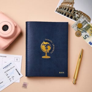 Personalised Vegan Leather Travel Journal - NAVY - MAYA