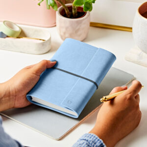 Personalised A6 Vegan Leather Notebook - POWDER BLUE - ET