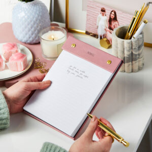 Personalised A5 Vegan Leather Refillable Notepad - PINK - NMG