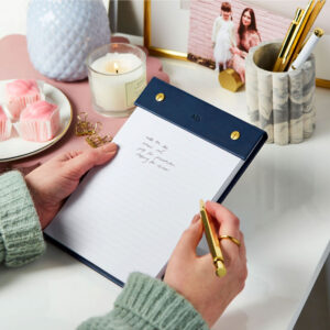 Personalised A5 Vegan Leather Refillable Notepad - NAVY - AD