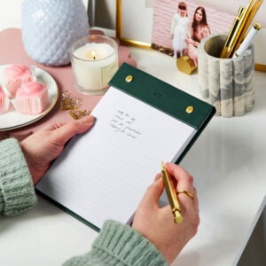 Personalised A5 Vegan Leather Refillable Notepad - DEEP GREEN - JCF