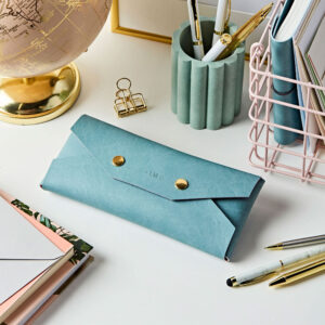 Personalised Vegan Leather Pencil Case - TEAL - LM