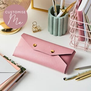 Personalised Vegan Leather Pencil Case - PINK