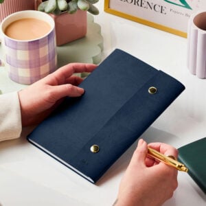 Personalised A5 Vegan Leather Refillable Notebook - NAVY - JWA