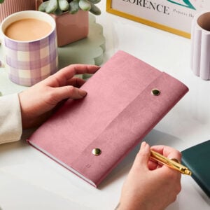 Personalised A5 Vegan Leather Refillable Notebook - PINK - JJ