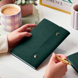 Personalised A5 Vegan Leather Refillable Notebook - DEEP GREEN - MMH