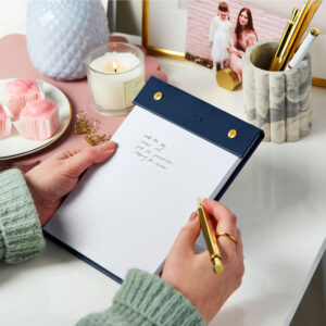 Personalised A5 Vegan Leather Refillable Notepad - NAVY - CV