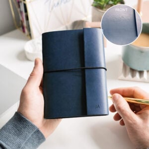 Personalised A6 Vegan Leather Notebook - NAVY - JA