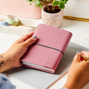 Personalised A6 Vegan Leather Notebook - PINK - CS