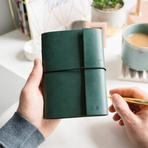 Personalised A6 Vegan Leather Notebook - DEEP GREEN - G.B