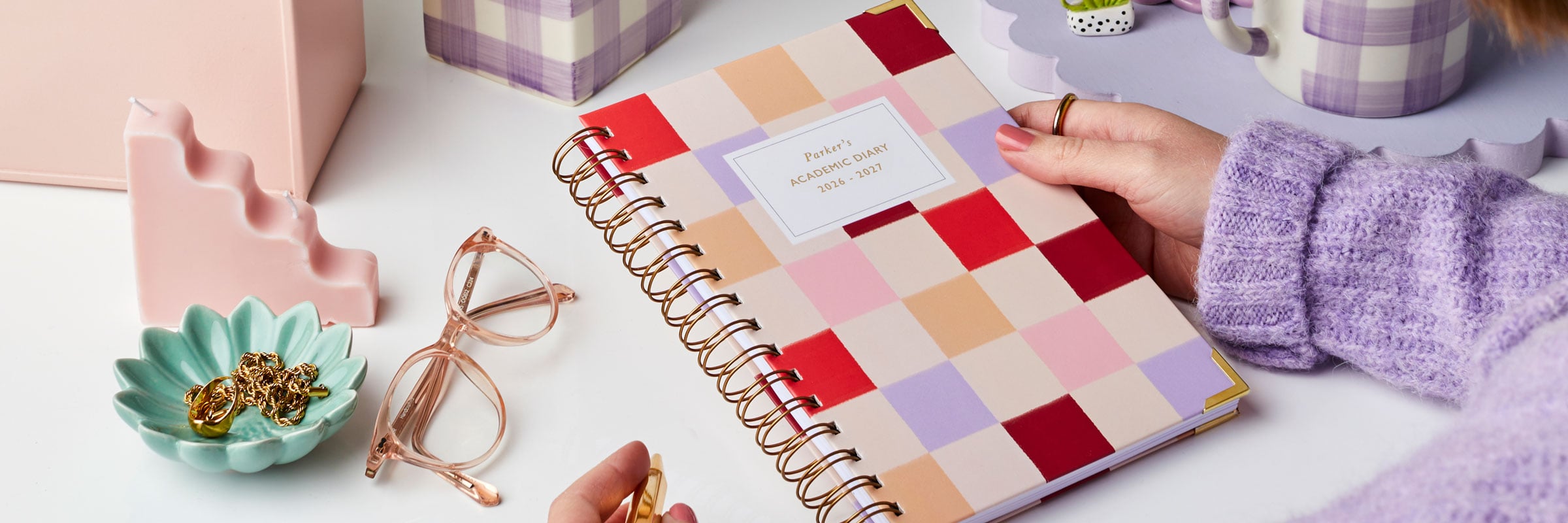 martha brook personalised stationery personalised academic diaries 2026 2027 checkered category banner