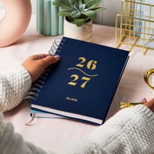 martha brook personalised stationery personalised flow mid year 2026 2027 diary midnight blue with gold foil