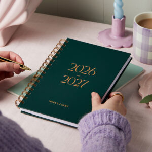 martha brook personalised stationery personalised heritage 2026 2027 mid year diary hardback deep green with copper foil