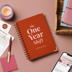 martha brook personalised stationery the one year shift guided journal on pink background
