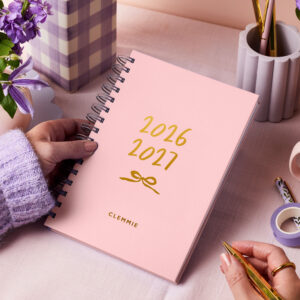 martha brook personalised stationery personalised bow 2026 2027 mid year diary hardback blush pink main image
