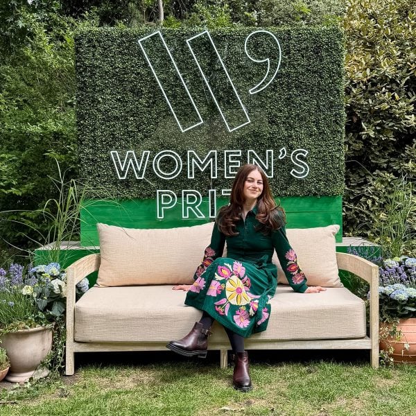 martha brook blog post marthas journal martha keith sitting on bench at womens prize live event in front of logo