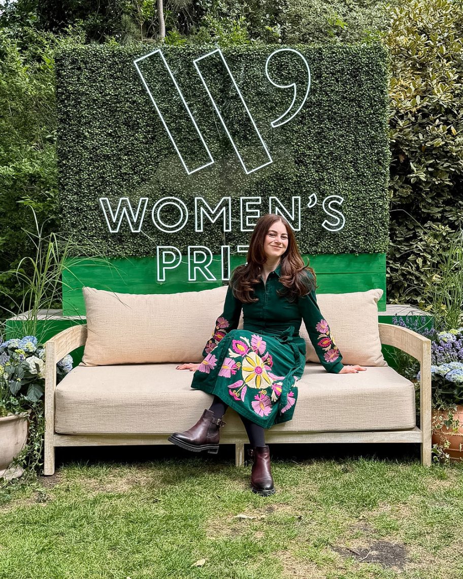 martha brook martha's journal women's prize live martha keith sitting on a sofa in front of women's prize live sign 