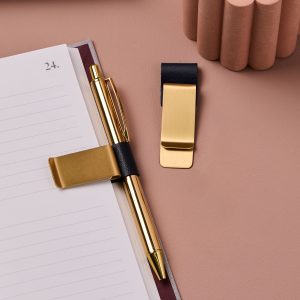 martha brook personalised stationery brass clip pen holder dark navy main image