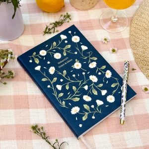 martha brook personalised stationery personalised daisy chain vegan leather notebook main image navy