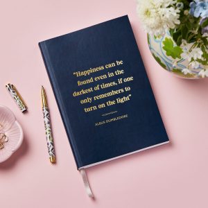 Personalised Vegan Leather Quote Book Journal - Navy