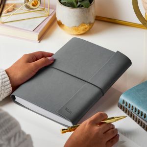 Personalised A5 Vegan Leather Notebook - GREY - NGH